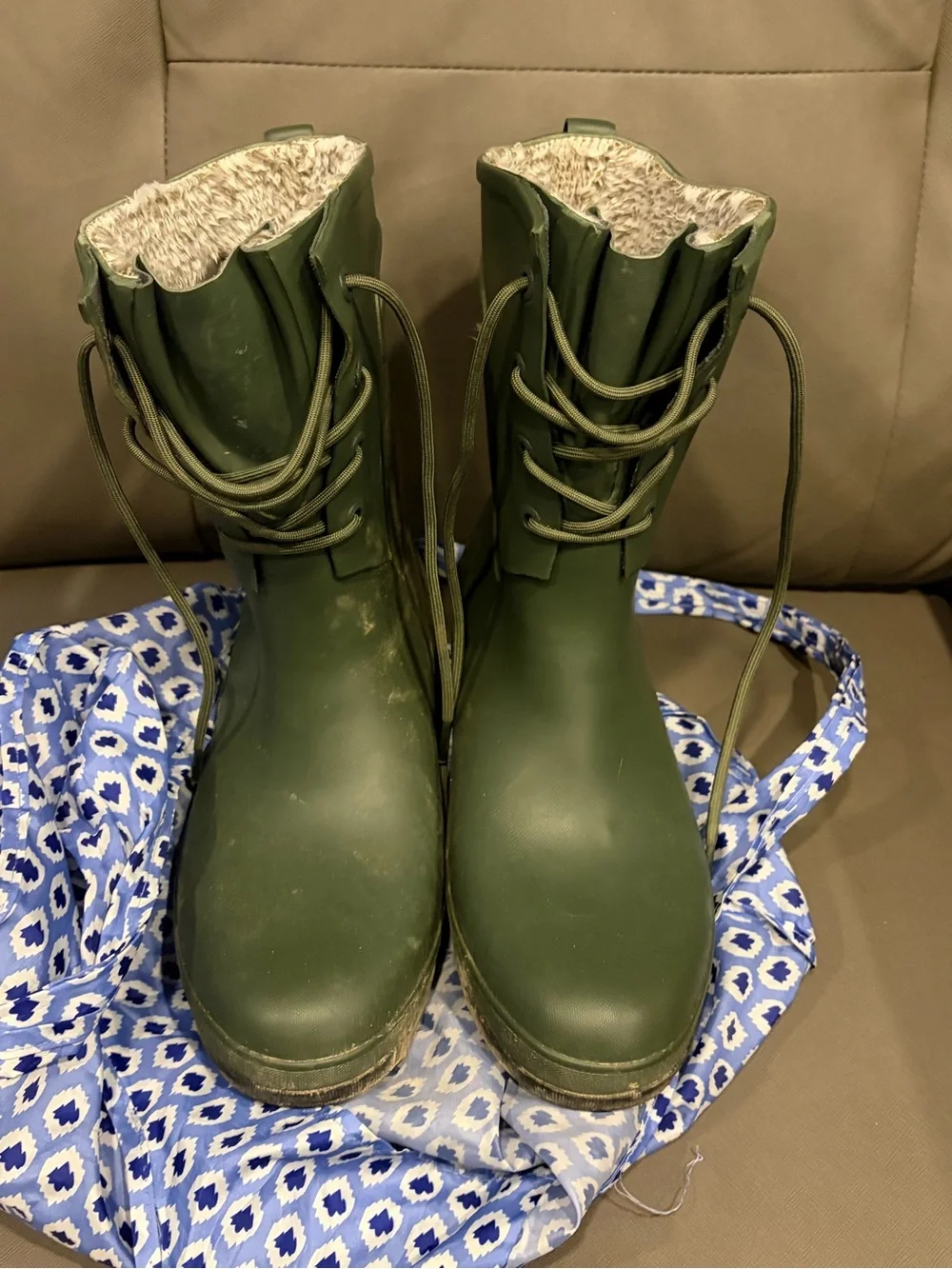 Bogs Olive Green Lace-Up Insulated Waterproof Boots